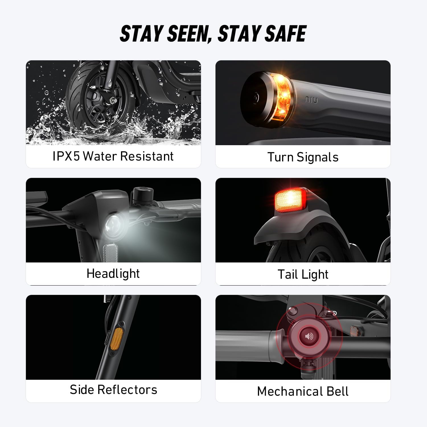 electric scooter NIU KQi 100F stay seen and safe