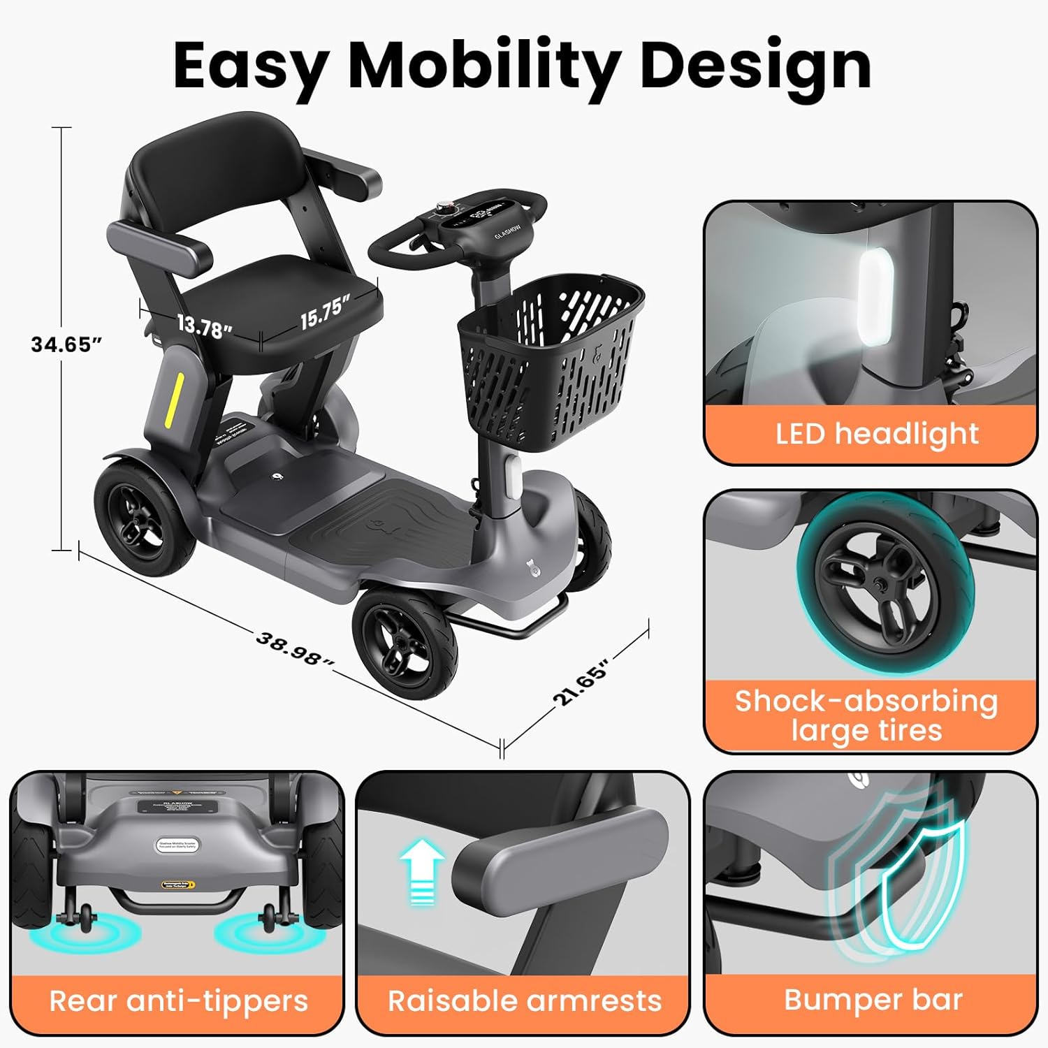 mobility scooter Glashow S3 easy mobility design