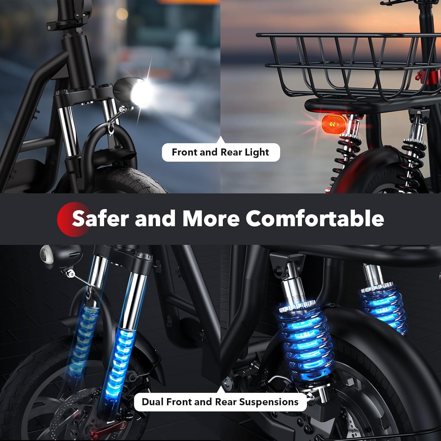 electric scooter with seat iScooter i12 lighting system