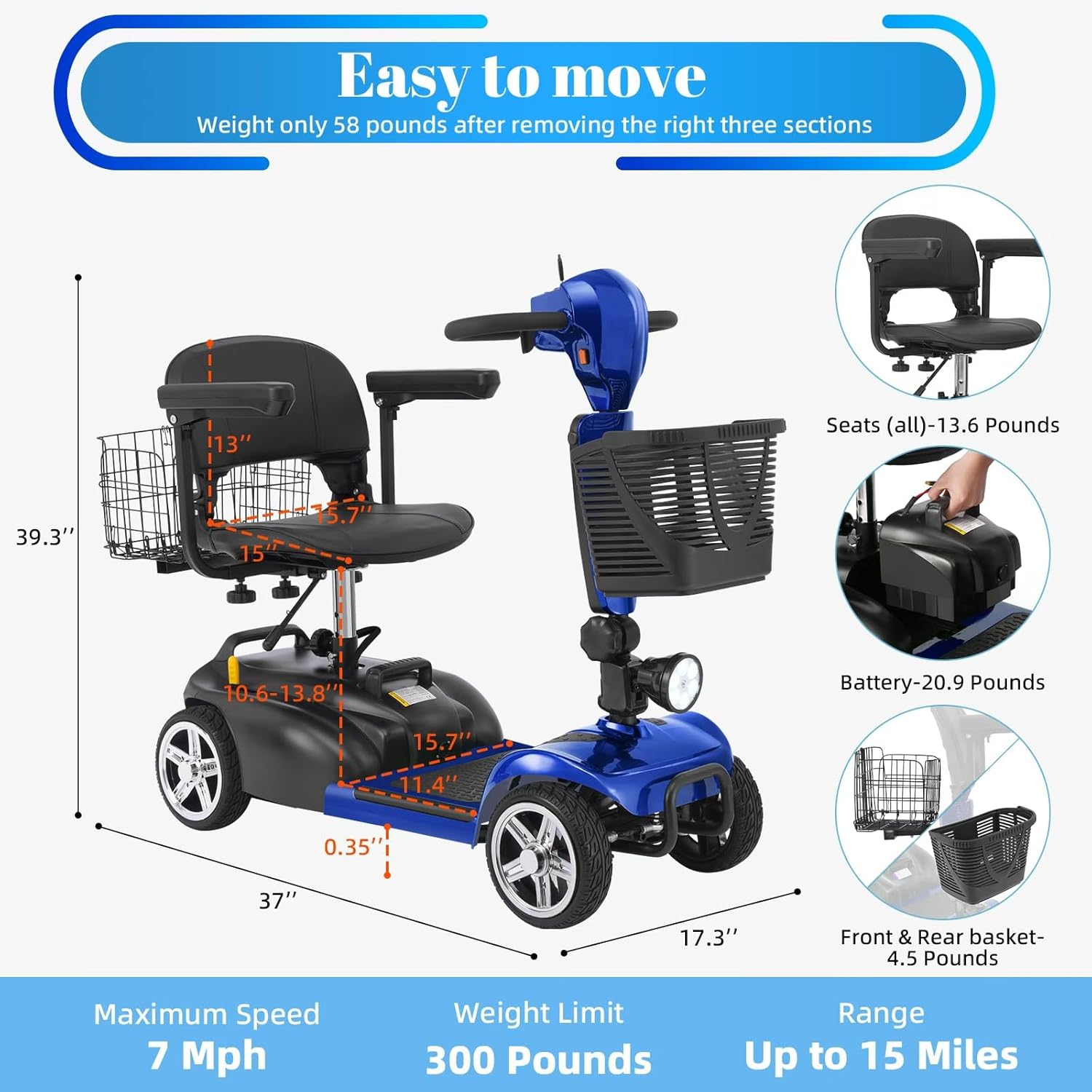 mobility scooter Ecomobi MS02 product dimensions