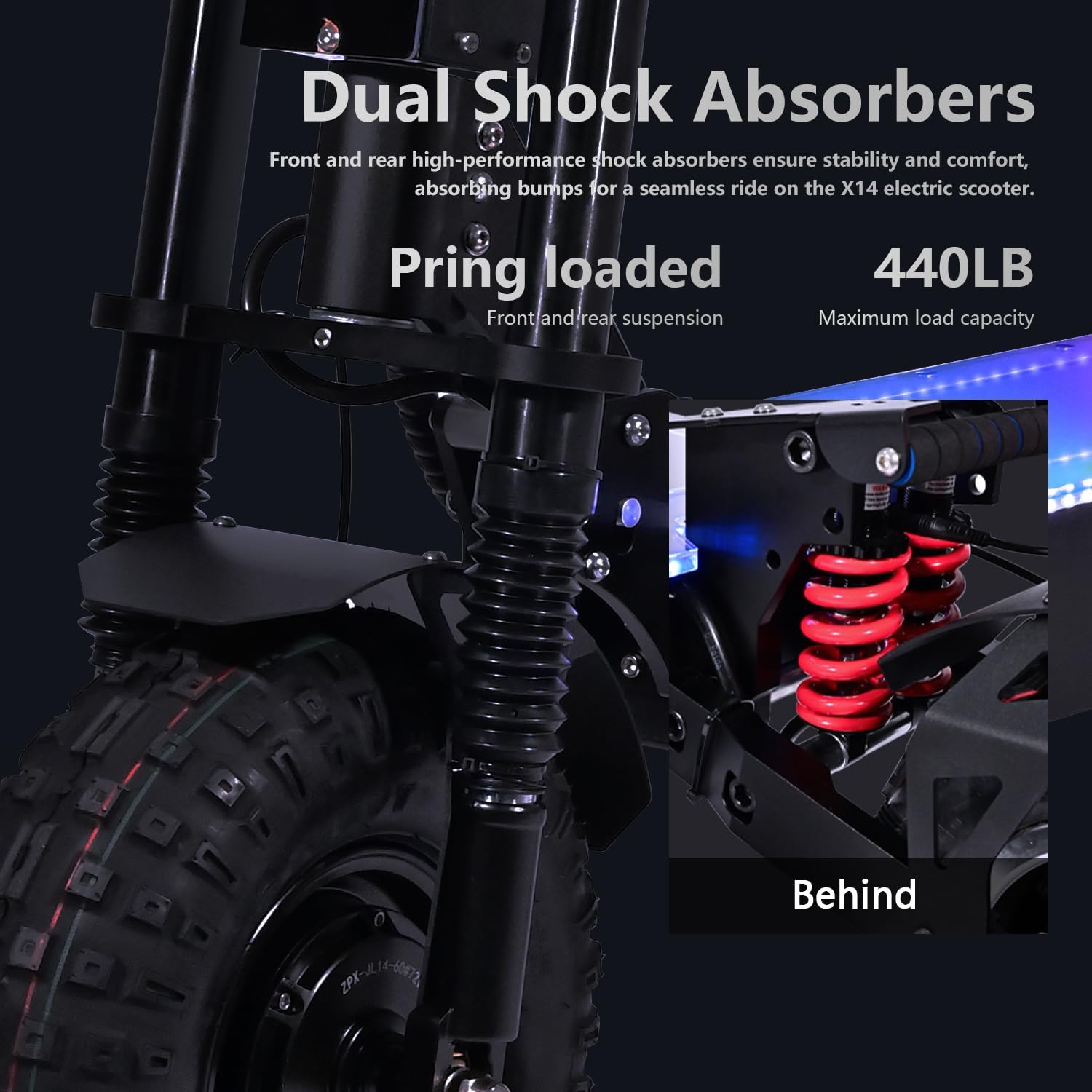 electric scooter ANDBEE X14 dual shock absorbers
