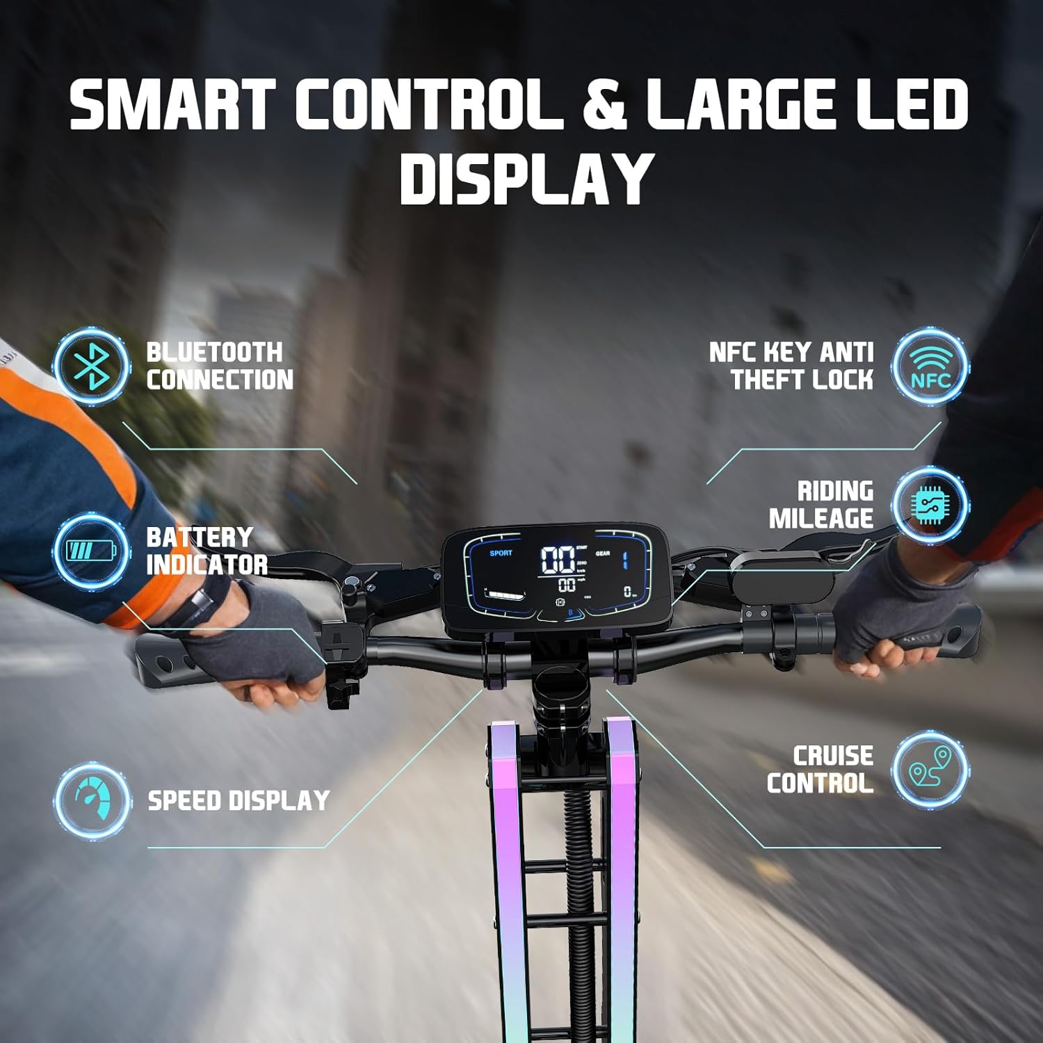 electric scooter ONECNA GT9 smart control and large LED display