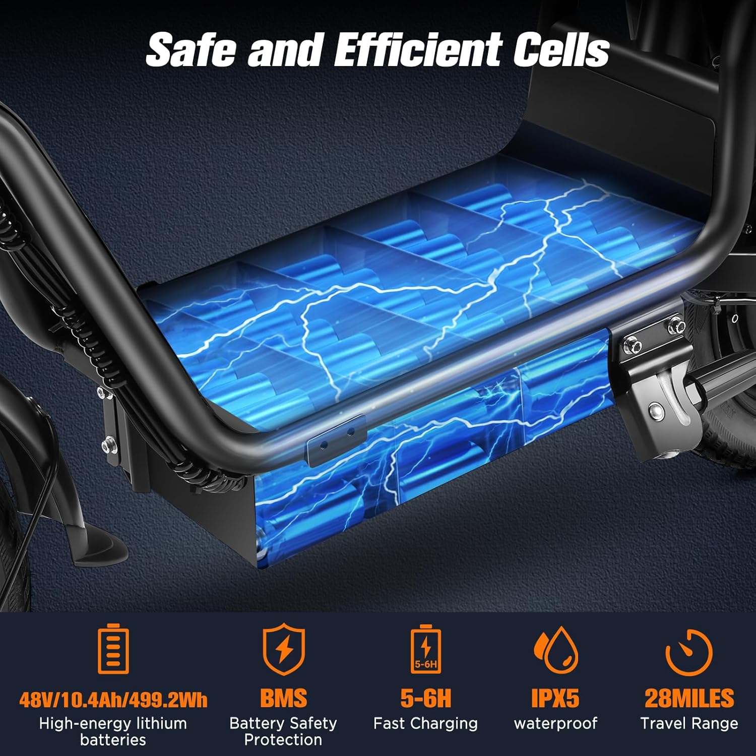 electric scooter with seat INSDGRN C14 safe and efficient cells
