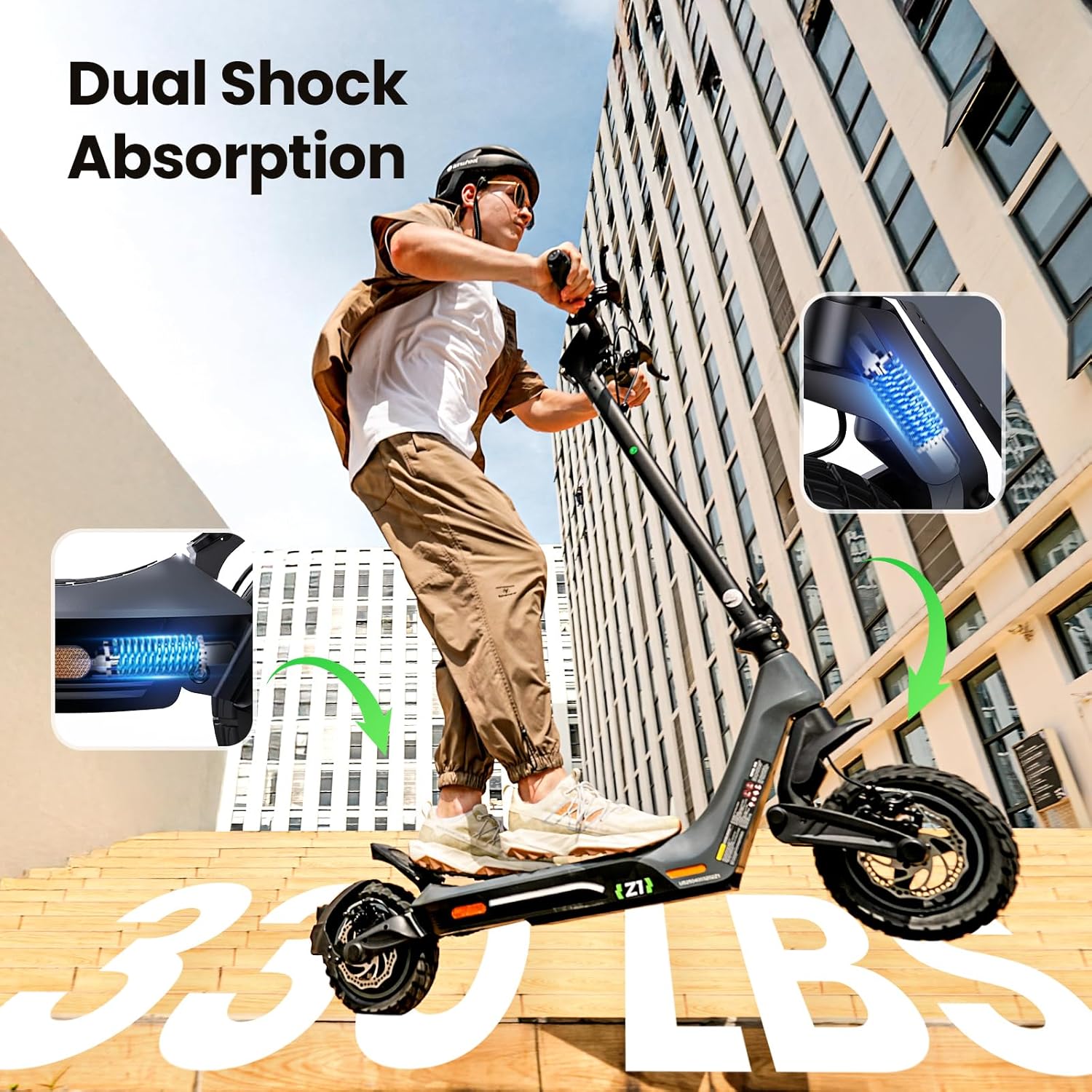 off-road electric scooter isinwheel z1 dual shock absorption