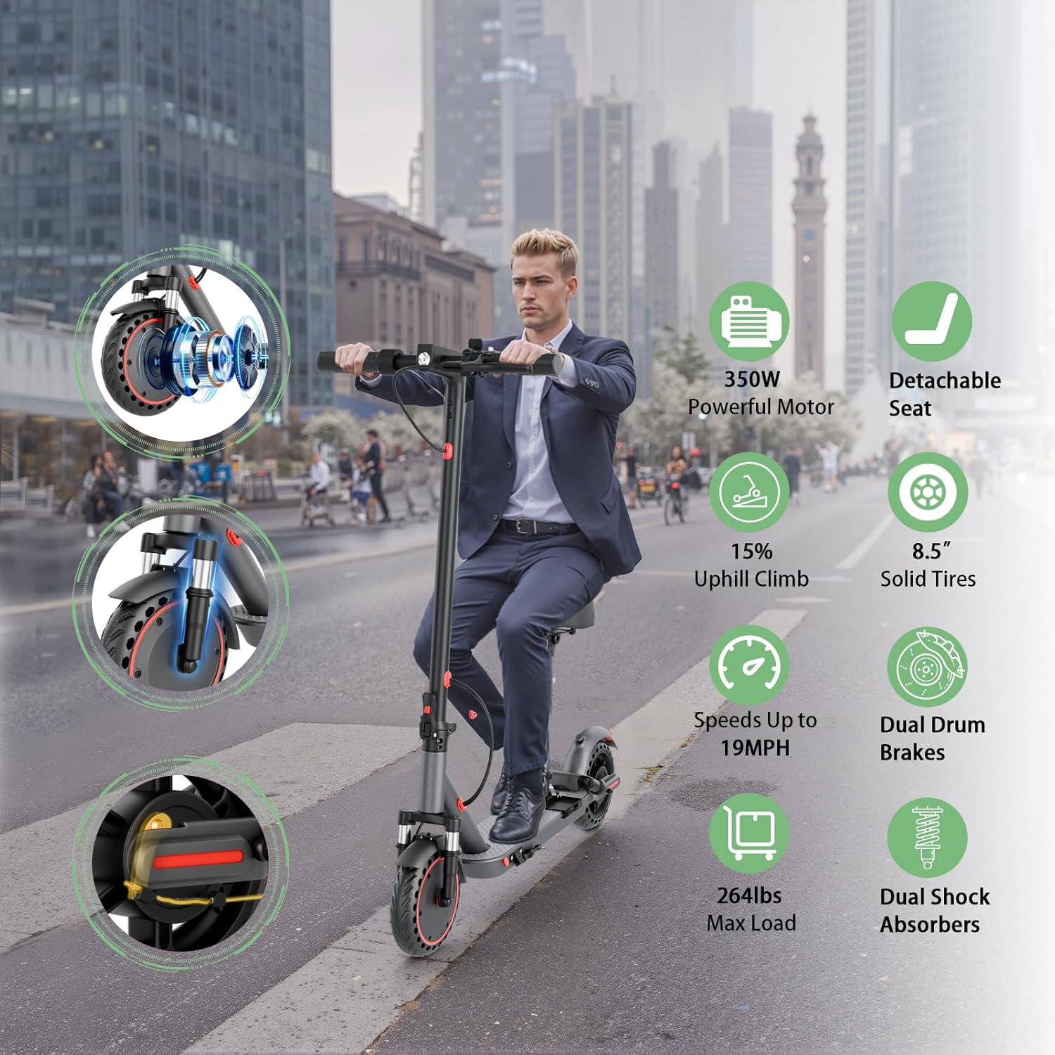 electric scooter with seat KEQ K01 Pro 350W motor