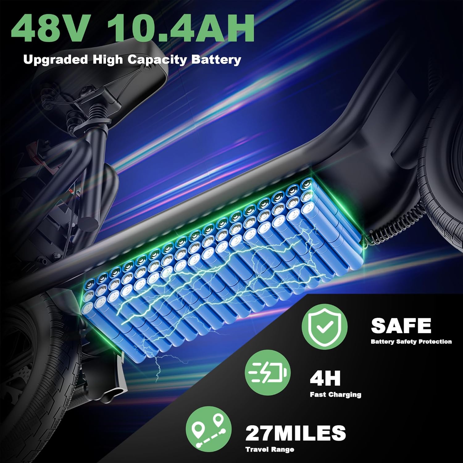 electric scooter with seat Navic T1XR high capacity battery