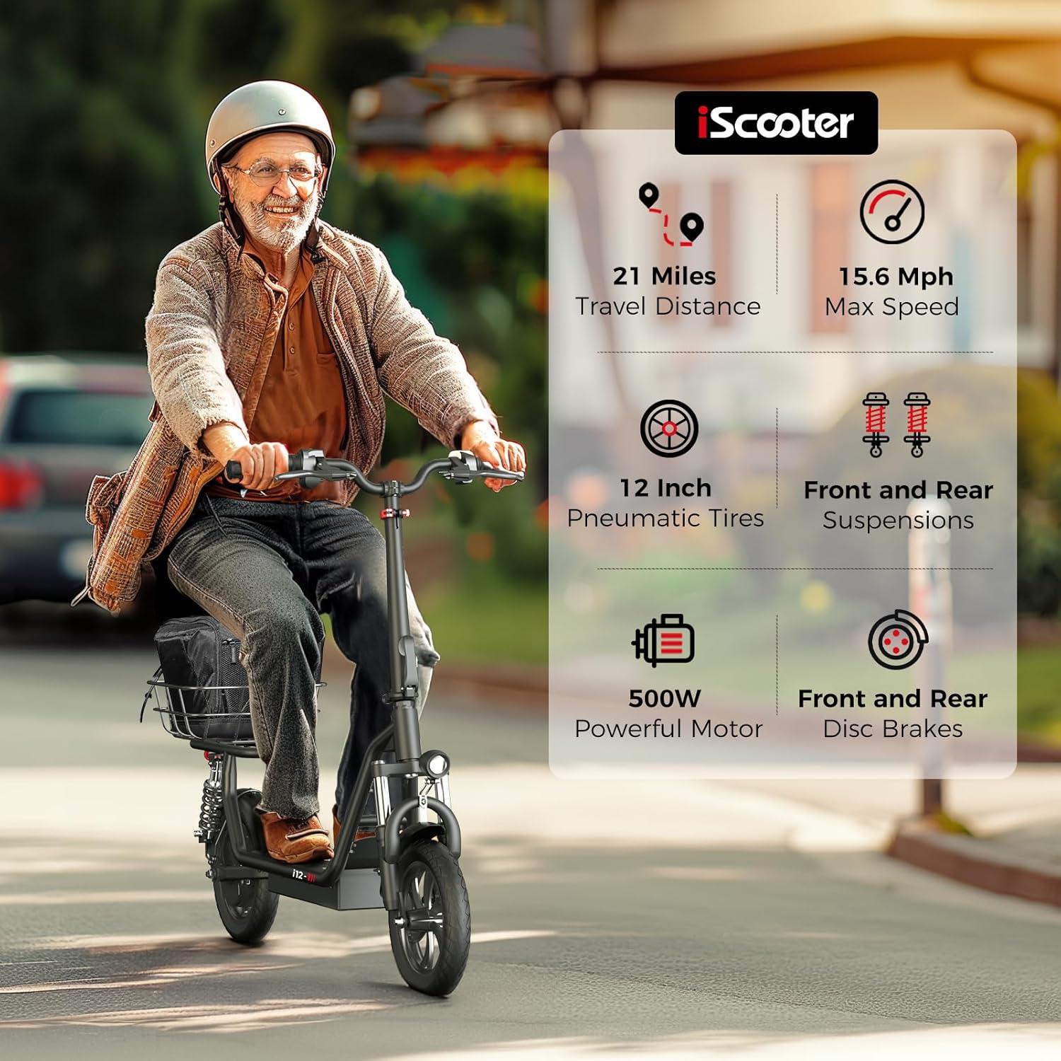 electric scooter with seat iScooter i12 core specs