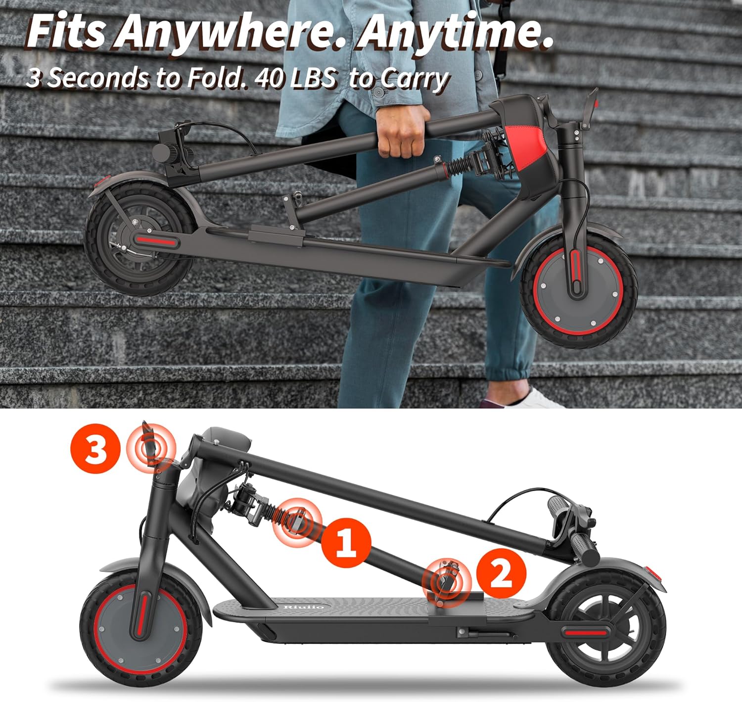 electric scooter with seat Riuiio foldable design