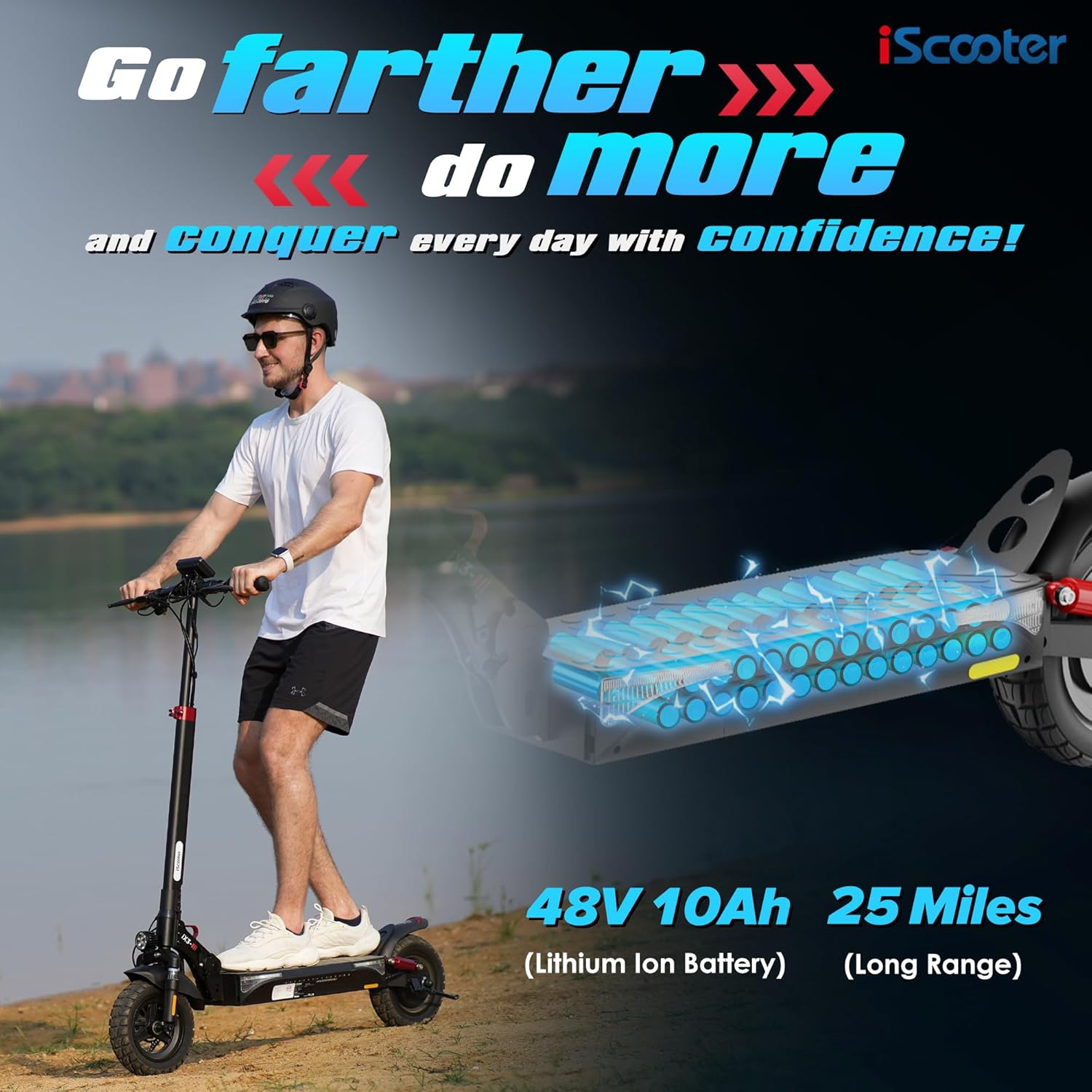 off-road electric scooter iScooter IX3 battery 25 miles ride