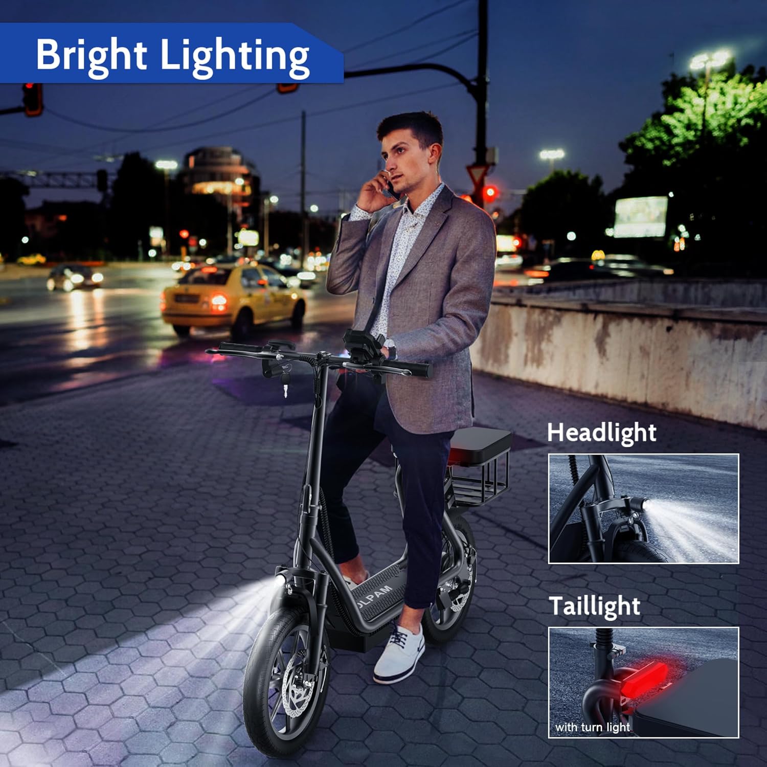 electric scooter with seat Volpam SP20 bright lighting