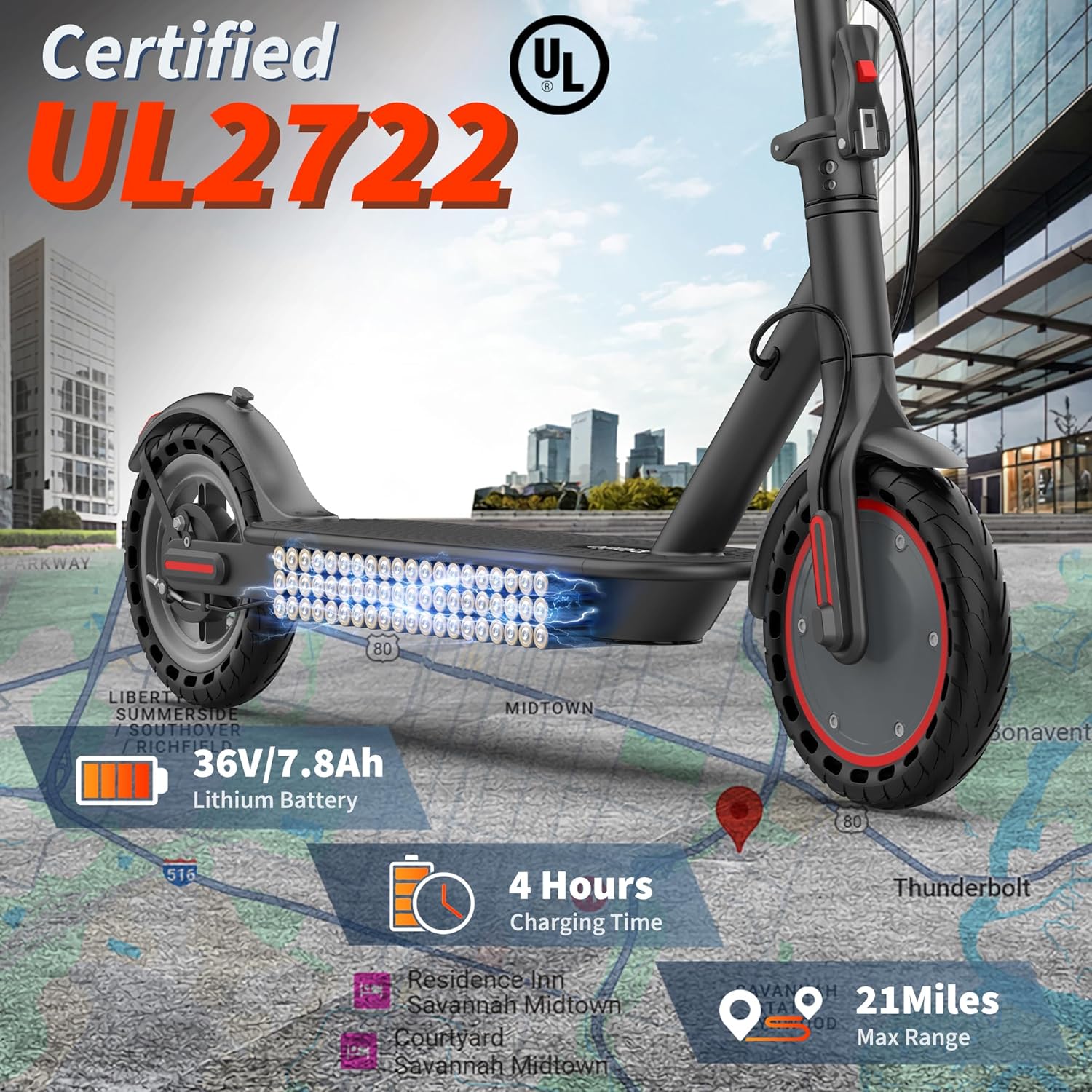 electric scooter with seat Riuiio certified ul 2722