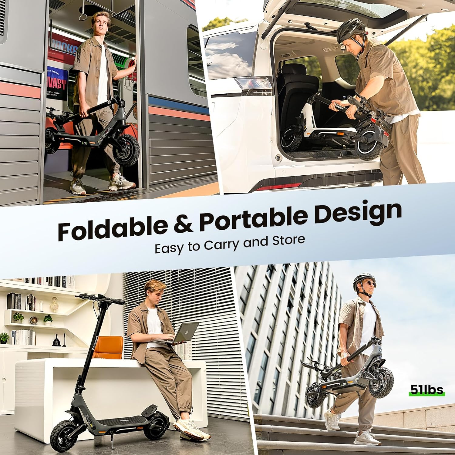 off-road electric scooter isinwheel z1 foldable and portable design