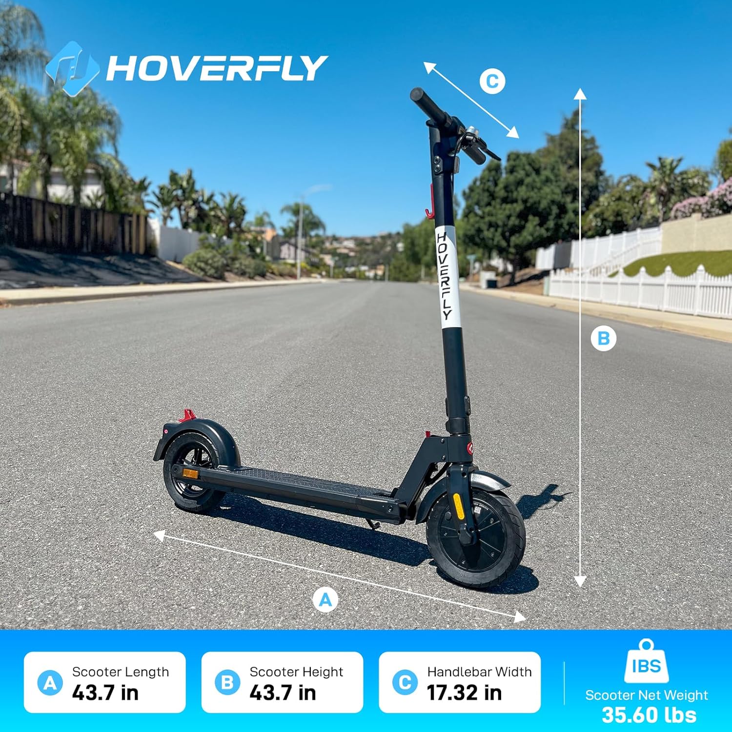 electric scooter Hoverfly GXL MAX product dimensions