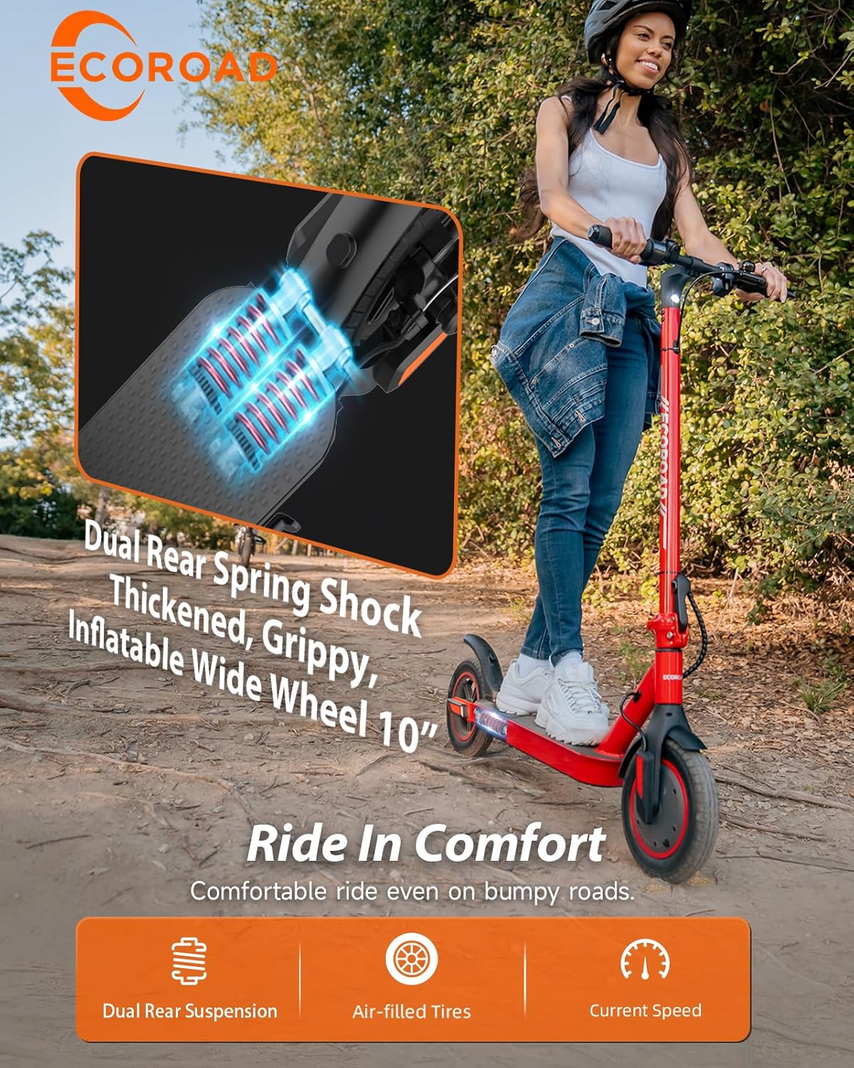 electric scooter for kids ECOROAD EC8 ride in comfort