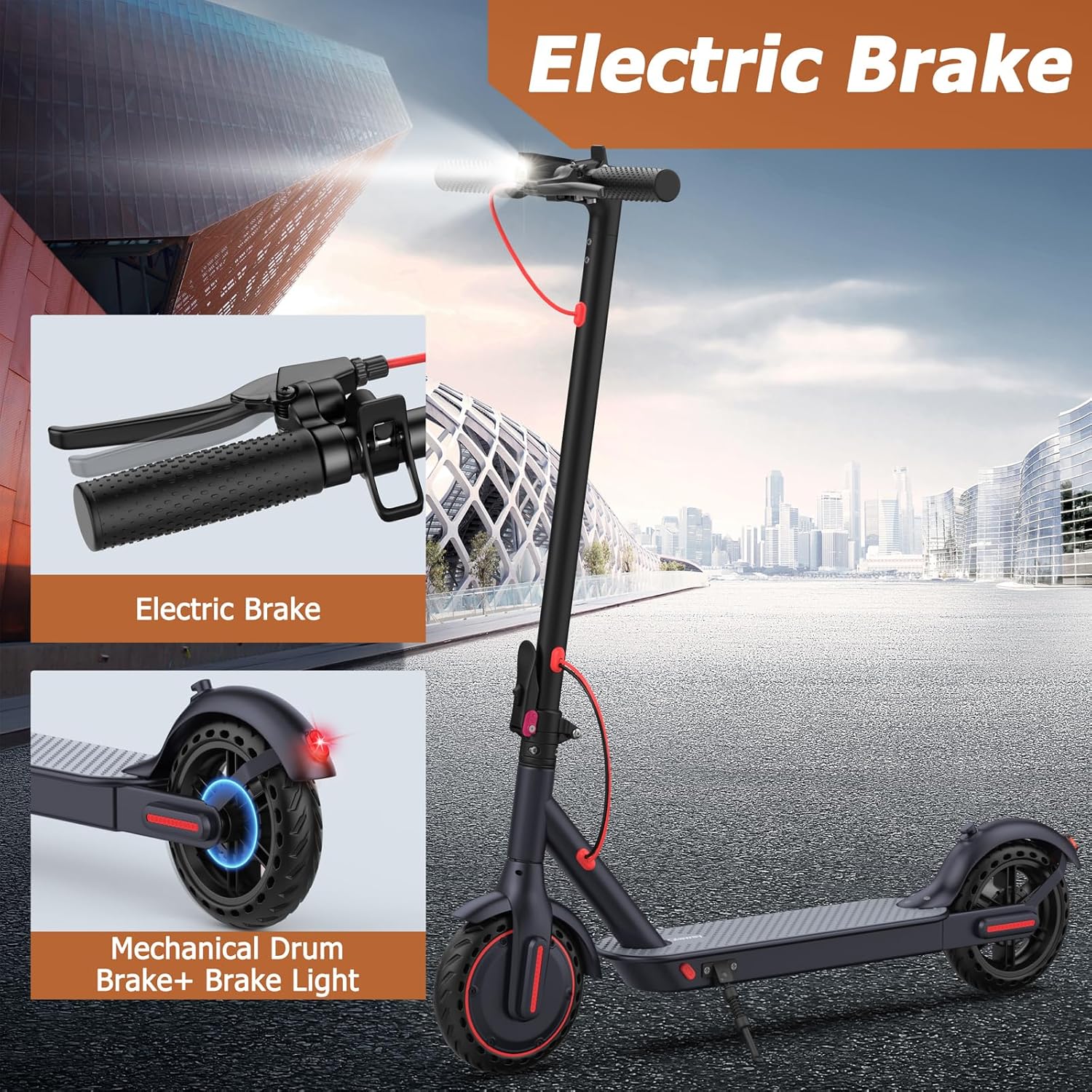 electric scooter Qlaway K078 dual braking system