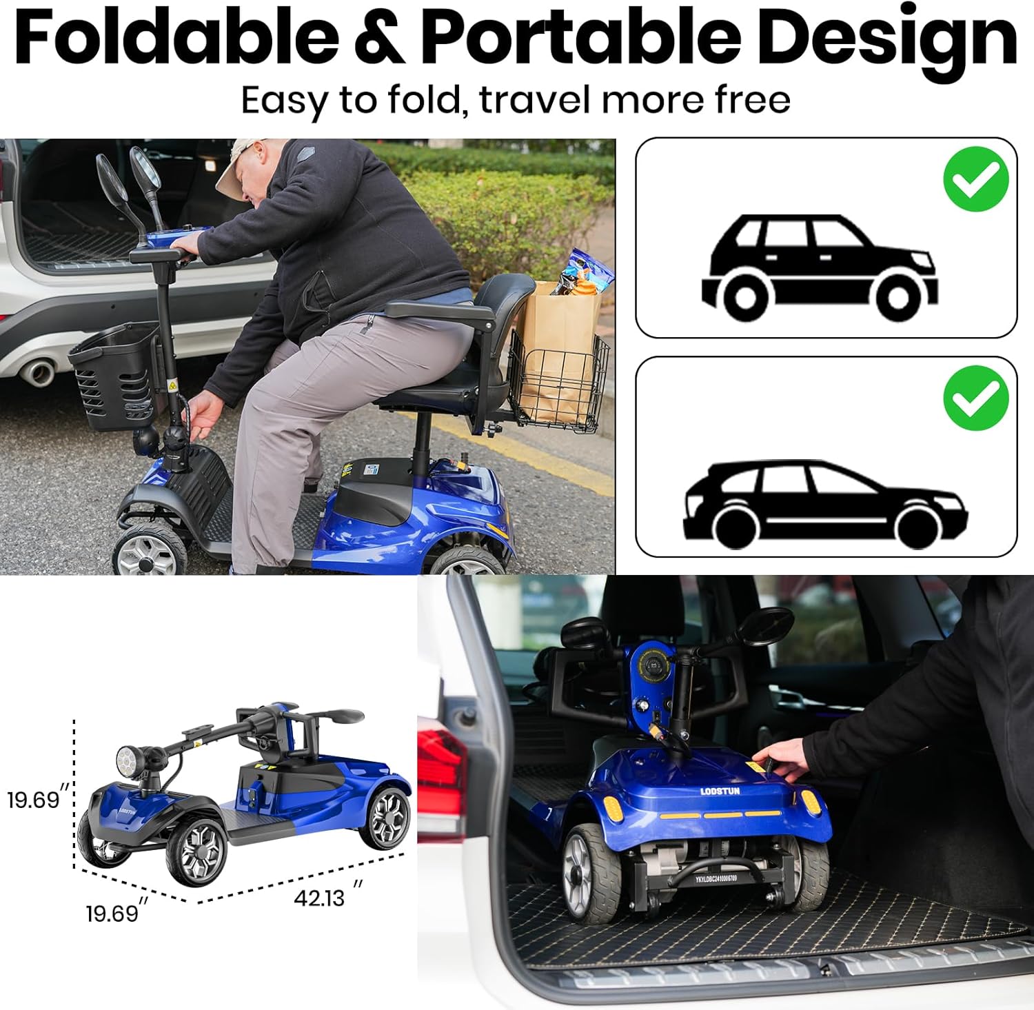 mobility electric scooter LODSTUN foldable and portable design