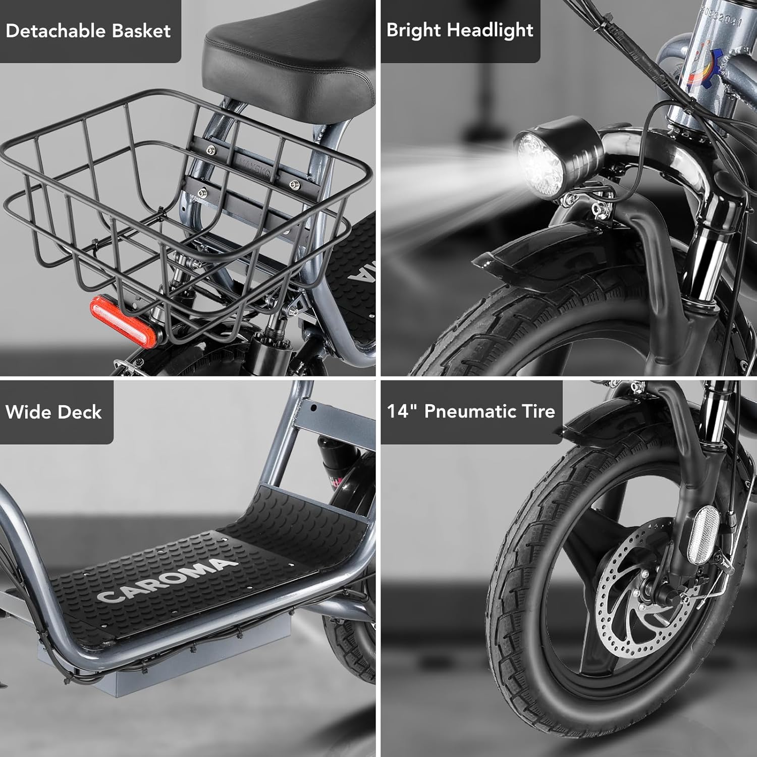 electric scooter with seat Caroma P4 core features