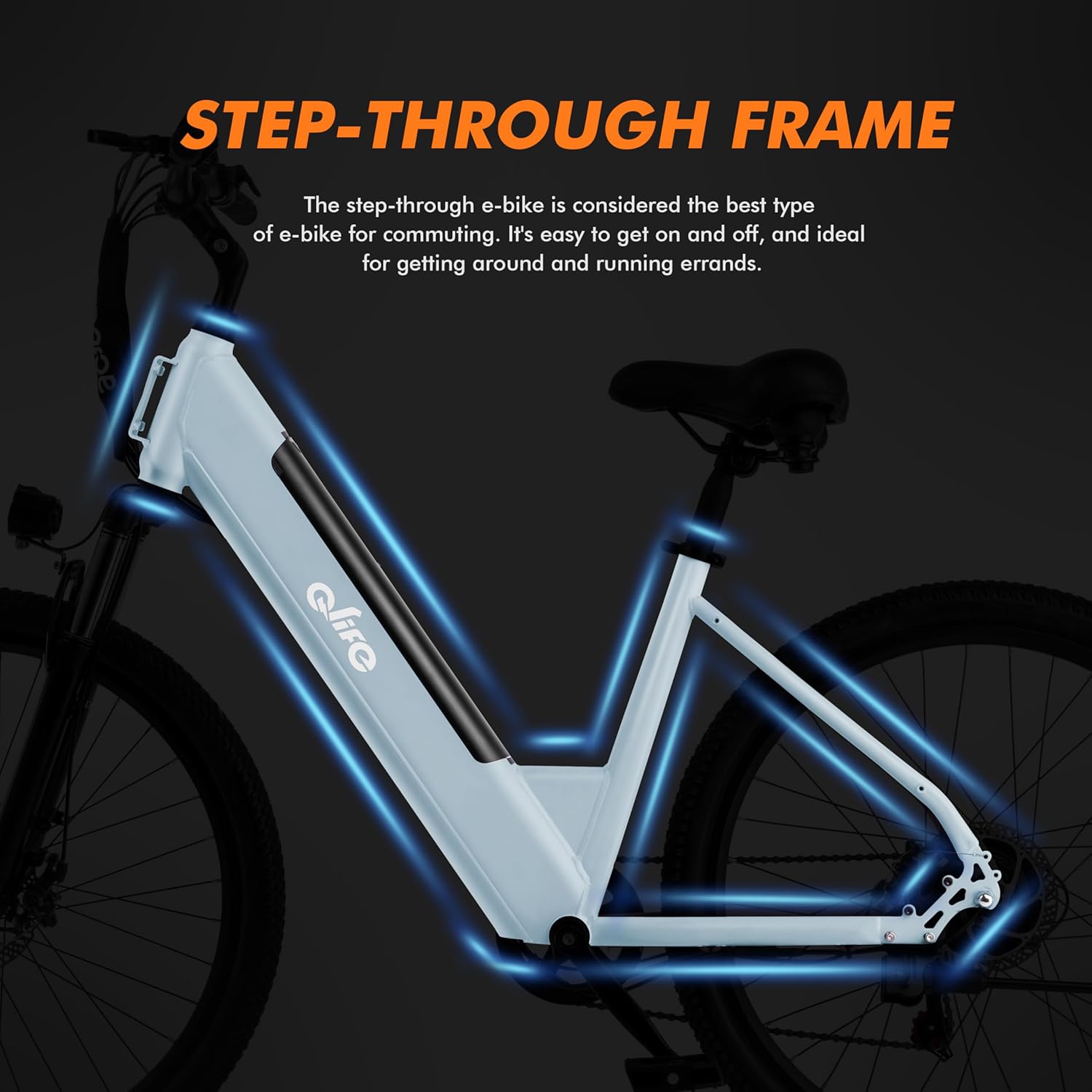 Qlife Cityone cruiser electric scooter step through frame