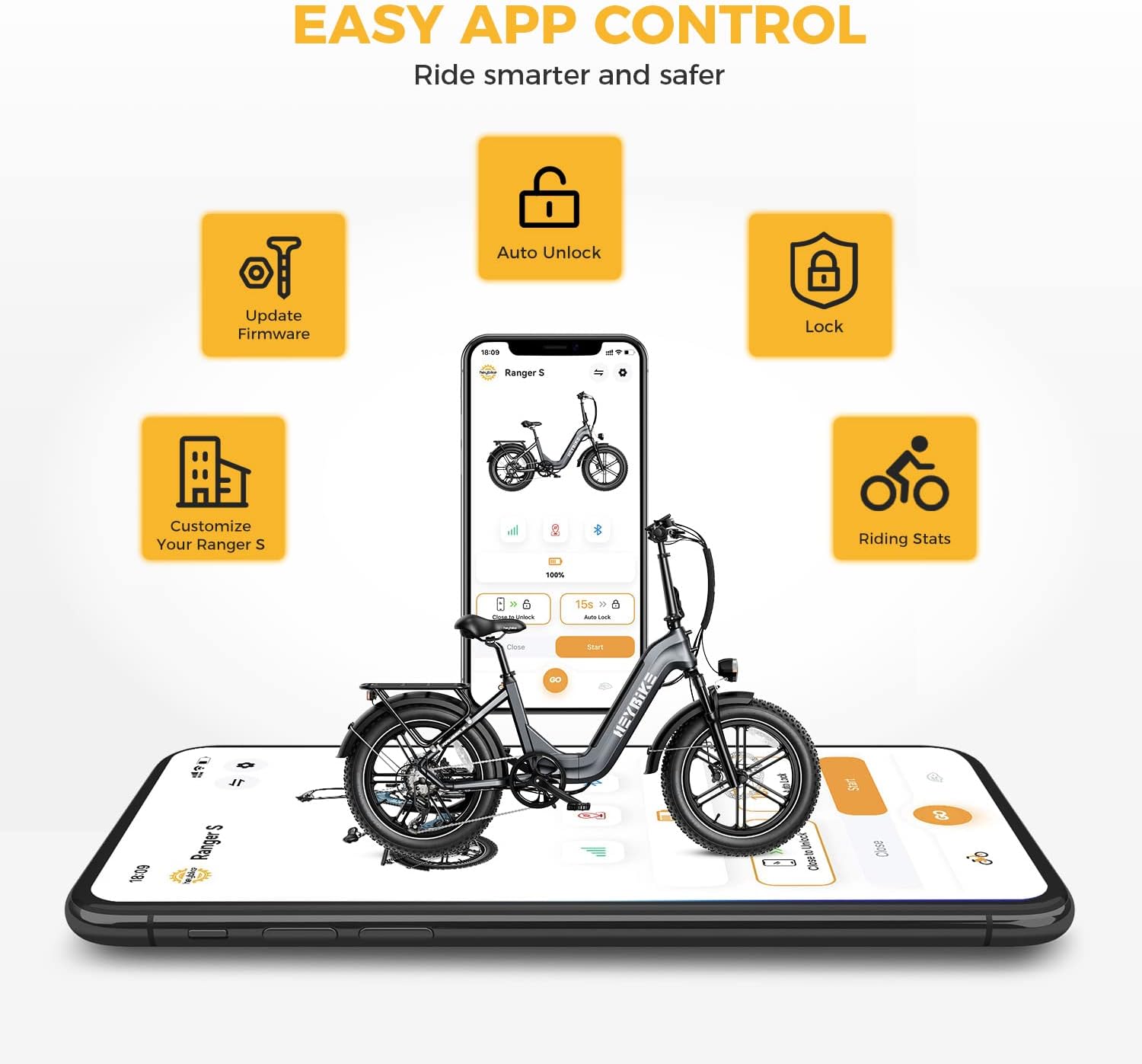 Heybike Ranger S electric bike easy app control